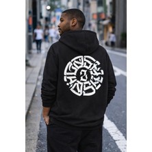 Camblys Tribal Sırt Yazı Baskılı Oversize Kapüşonlu Sweatshirt
