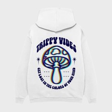 Camblys Mantar Baskılı Oversize Kapüşonlu Sweatshirt
