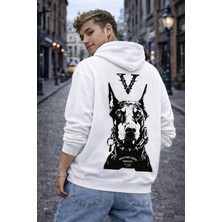 Camblys Unisex V Dog Sırt Baskılı Oversize Kapüşonlu Sweatshirt