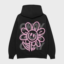 Camblys Okay Çiçek Motifli Sırt Baskılı Oversize Sweatshirt