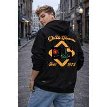 Camblys Unisex Delta Gamma Sırt Baskılı Oversize Kapüşonlu Sweatshirt