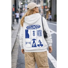 Camblys Ön Çiçek Desenli Sırt Baskılı Oversize Kapüşonlu Sweatshirt