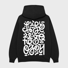 Camblys Sırt Karışık Baskılı Oversize Kapüşonlu Sweatshirt