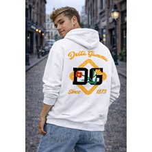 Camblys Unisex Delta Gamma Sırt Baskılı Oversize Kapüşonlu Sweatshirt