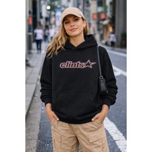 Camblys Clints Ön Yazı Baskılı Oversize Kapüşonlu Sweatshirt