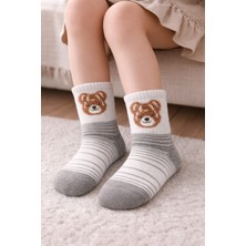 Gigi Giyim Bear Baskılı Unisex Çocuk Kolej Çorap