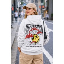 Camblys Mantar Sırt Baskılı Oversize Kapüşonlu Sweatshirt