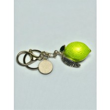 Parlak Limon Tasarımlı Taşlı Metal Anahtarlık – Kadın & Erkek Uyumlu Şık Anahtarlık