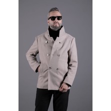 Ohepmoda Yaka ve Kol Detaylı Erkek Kaşe Kaban