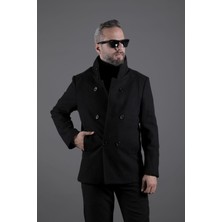 Ohepmoda Yaka ve Kol Detaylı Erkek Kaşe Kaban