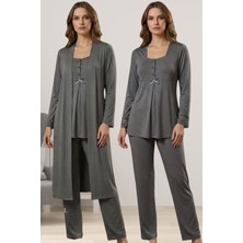 Effortt Füme Sabahlıklı Hamile Lohusa Pijama Takımı