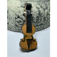 Mini Keman Tasarımlı Ahşap Anahtarlık, Çanta & Cüzdan Aksesuarı