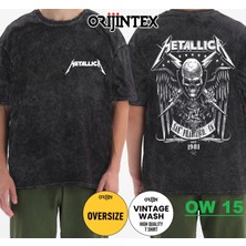 Metallica Yıkamalı Over Size Tişört M