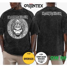 Iron Maiden Yıkamalı Over Size Tişört M
