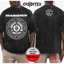 Rammstein Yıkamalı Over Size Tişört M