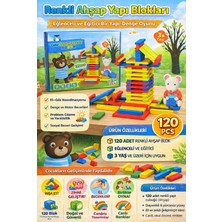 Direkstoktan Renkli Ahşap Yapı Blokları 120 Parça / Montessori Color Building Blocks