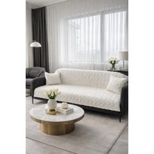 Çeyiz Diyarı Lumpa Kırlent Kılıfı Hediyeli 170X210 cm Pamuklu Koltuk Örtüsü Krem