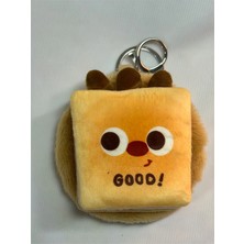 Good! Yazılı Aynalı Sevimli Kare Yüzlü Peluş Anahtarlık – Kahverengi