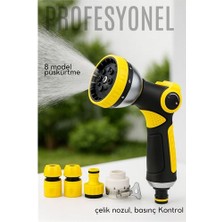 FRY Profesyonel 8 Modelli Metal Basınçlı Sulama Tabancası Seti | Ayarlanabilir Jet | Hortum Konnektörlü