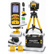 Graizer S12 Köşe Yeşil Çizgi Lazer Terazi 360° Miknatisli Otomatik Hizalama Metre Çantali Lazer Metre