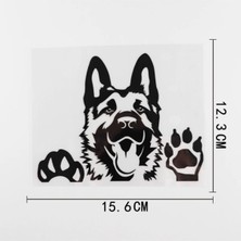 Beta Moda Hub Camdan Bakan Kurt Köpeği Tasarım Oto Stickerı Siyah 12.3*15.6 cm
