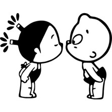 Beta Moda Hub Öpüşen Çocuklar Oto Sticker Siyah 30 x 24 cm