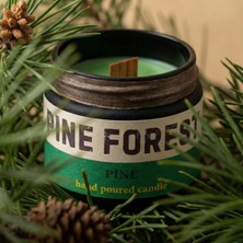 Stworkshop Pine Forest Dekoratif mum : Özel Tasarım Kavanoz Mum  Çam Kokulu  250GR Doğal Vegan Soya Wax Mumu- Ahşap Fitil.