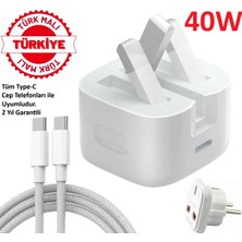 Day Tüm Type-C Cep Telefonları Için Şarj Cihazı 40W Adaptör + 66W Usb-C To Usb-C Kablo + Plug Çeviriçi (Türk Malı 2 Yıl Garantili)