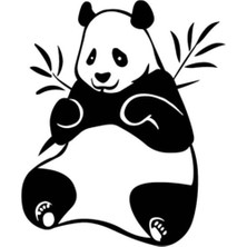 Beta Moda Hub Bambu Yiyen Sevimli Panda Tasarım Oto Sticker Siyah 16*20 cm