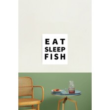 Beta Moda Hub Eat Sleep Fısh Oto Cam Yazı Sticker Siyah 25*18 cm