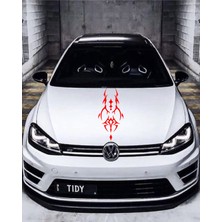 Beta Moda Hub Oto Kaput Şerit Sticker Dövme Tasarımlı Kırmızı 25*60 cm