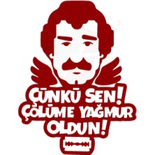Beta Moda Hub Çünki Sen Çölüme Yağmur Oldun Yazılı Oto Sticker Kırmızı 30*25 cm
