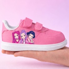 Lias Design Huntrelix Tatlı Kareler Baskılı Pembe Bantlı Çocuk Spor Ayakkabı Sneaker