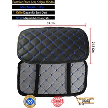 Beta Moda Hub Mini Clubman Deri Oto Kolçak Kılıfı Örtüsü Capitone Süngerli Mavi Nakışlı