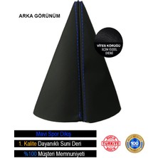 Beta Moda Hub Mazda 5 Siyah Deri Özel Tasarım Mavi Şerit Spor Dikiş Vites Körüğü