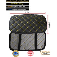 Beta Moda Hub Mini One Deri Oto Kolçak Kılıfı Örtüsü Capitone Süngerli Sarı Nakışlı