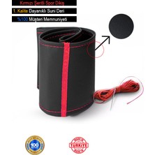 Beta Moda Hub Kia Cerato Deri Direksiyon Kılıfı, Kırmızı Şeritli Spor Dikiş