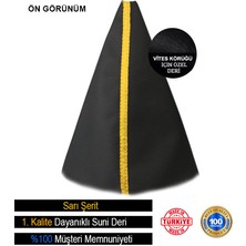 Beta Moda Hub Citroen Saxo Siyah Deri Özel Tasarım Sarı Şerit Spor Dikiş Vites Körüğü