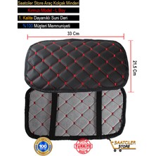 Beta Moda Hub Kia Rio Deri Oto Kolçak Kılıfı Örtüsü Capitone Süngerli Kırmızı Nakışlı