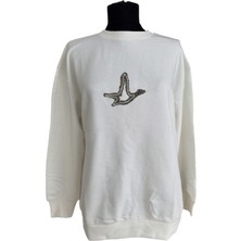 Phuti Kuş Detaylı Ekru Sweatshirt