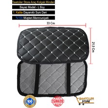 Beta Moda Hub Opel Astra Deri Oto Kolçak Kılıfı Örtüsü Capitone Süngerli Beyaz Nakışlı