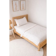 Piamom 100X150 Sade Düz Farbalalı Pembe Detaylı  / Fırfırlı %100 Pamuklu Bebek / Çocuk Nevresim Takımı