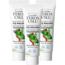 Fermente Mutfağım Bentonit Killi Doğal Diş Macunu 3 Adet - Şekersiz, Florürsüz Beyazlatıcı  50 ml