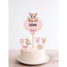 Sinem Gift Doğum Günü Pasta Süsü - Pembe Konseptli Doğum Günü Konsepti - Cupcake Süsü - Kız Çocuk Doğum Günü