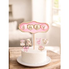 Sinem Gift Doğum Günü Pasta Süsü - Pembe Konseptli Doğum Günü Konsepti - Cupcake Süsü - Kız Çocuk Doğum Günü