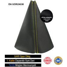 Beta Moda Hub Nissan Sunny Siyah Deri Özel Tasarım Sarı Şerit Spor Dikiş Vites Körüğü