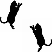 Beta Moda Hub Komik Kedi Tasarım Çıkarılabilir Su Geçirmez Oto Sticker 2 Parça 14*18 cm