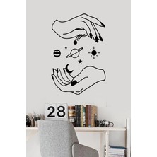 Beta Moda Hub Kadın Elleri ve Uzay Gezegenler Duvar Sticker Yapıştırma (Sudan ve Nemden Etkilenmez)