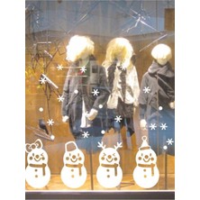 Beta Moda Hub Beyaz Dört Noel Kardan Adam Desen Duvar Çıkartmaları