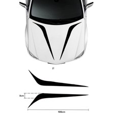 Beta Moda Hub Oto Kaput Şerit Sticker 2 Adet Sağ-Sol Siyah 100*25 cm